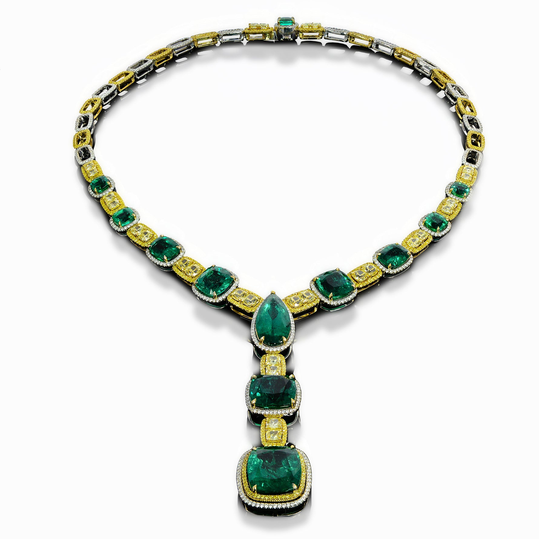 Extraordinary Emerald & Yellow Diamond  Necklace