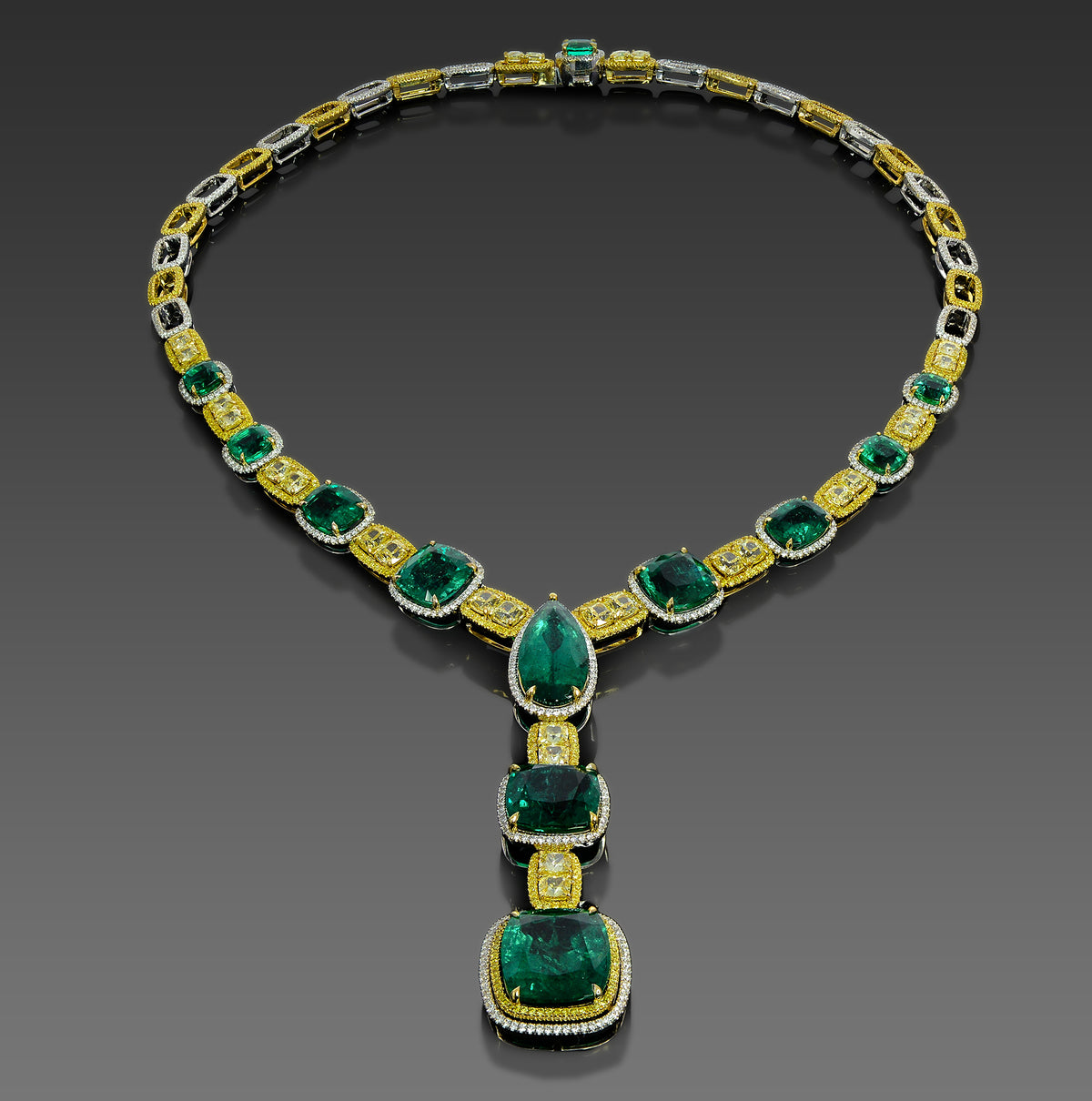 Extraordinary Emerald & Yellow Diamond  Necklace