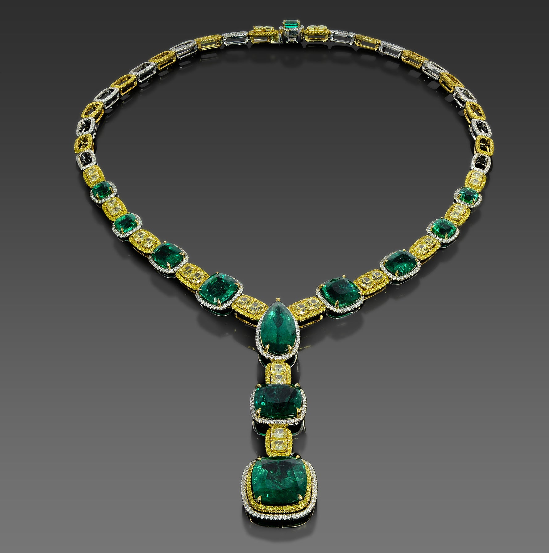 Extraordinary Emerald & Yellow Diamond  Necklace