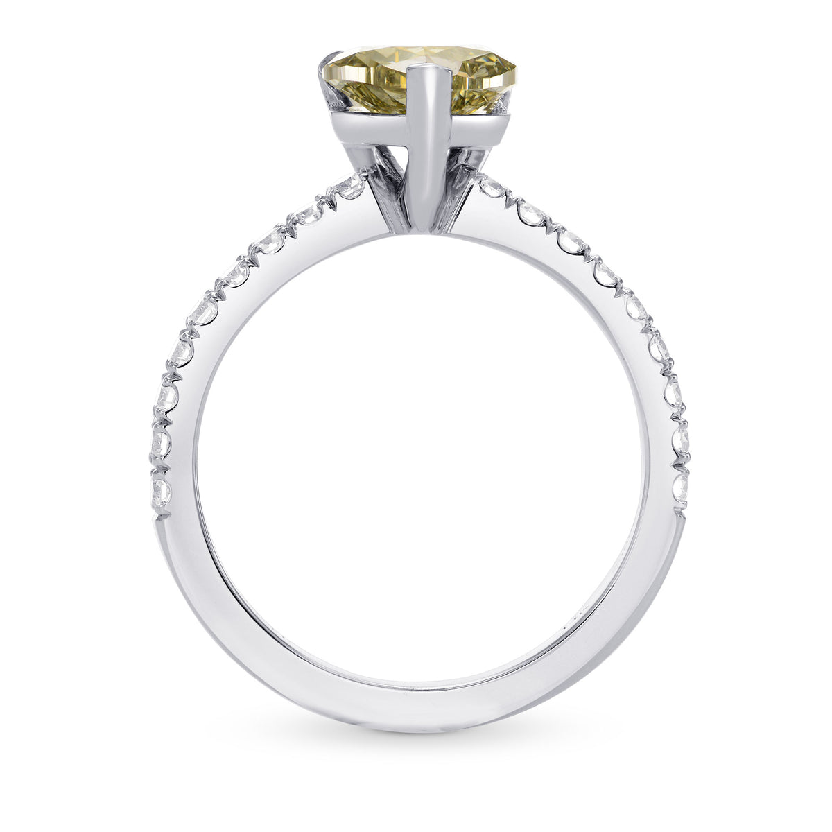 Fancy Grayish Yellowish Green Heart Diamond Ring
