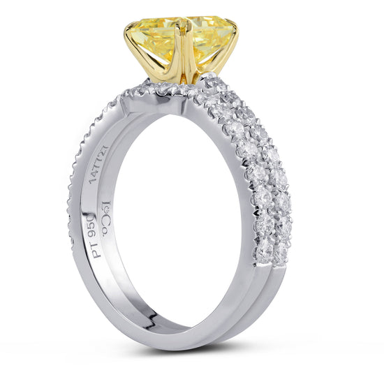 Open Pave Diamond Engagement & Wedding Set - 2