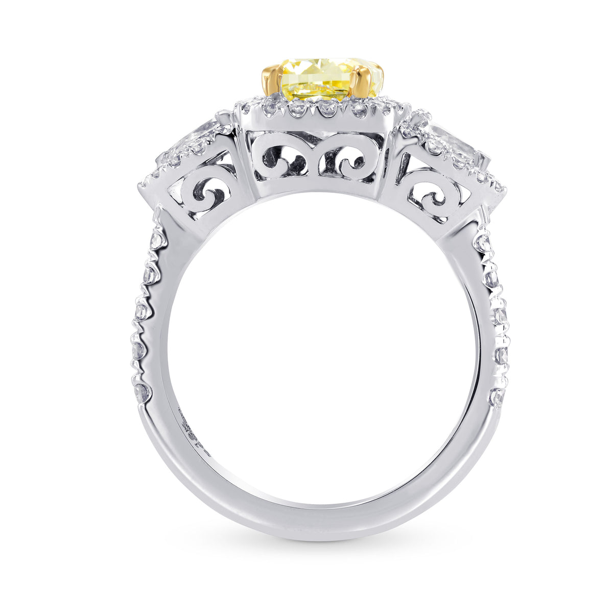 Fancy Yellow Cushion & Pear Diamond Ring