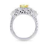 Fancy Yellow Cushion & Pear Diamond Ring