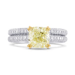 Light Yellow Yellow Cushion Diamond Wedding Set