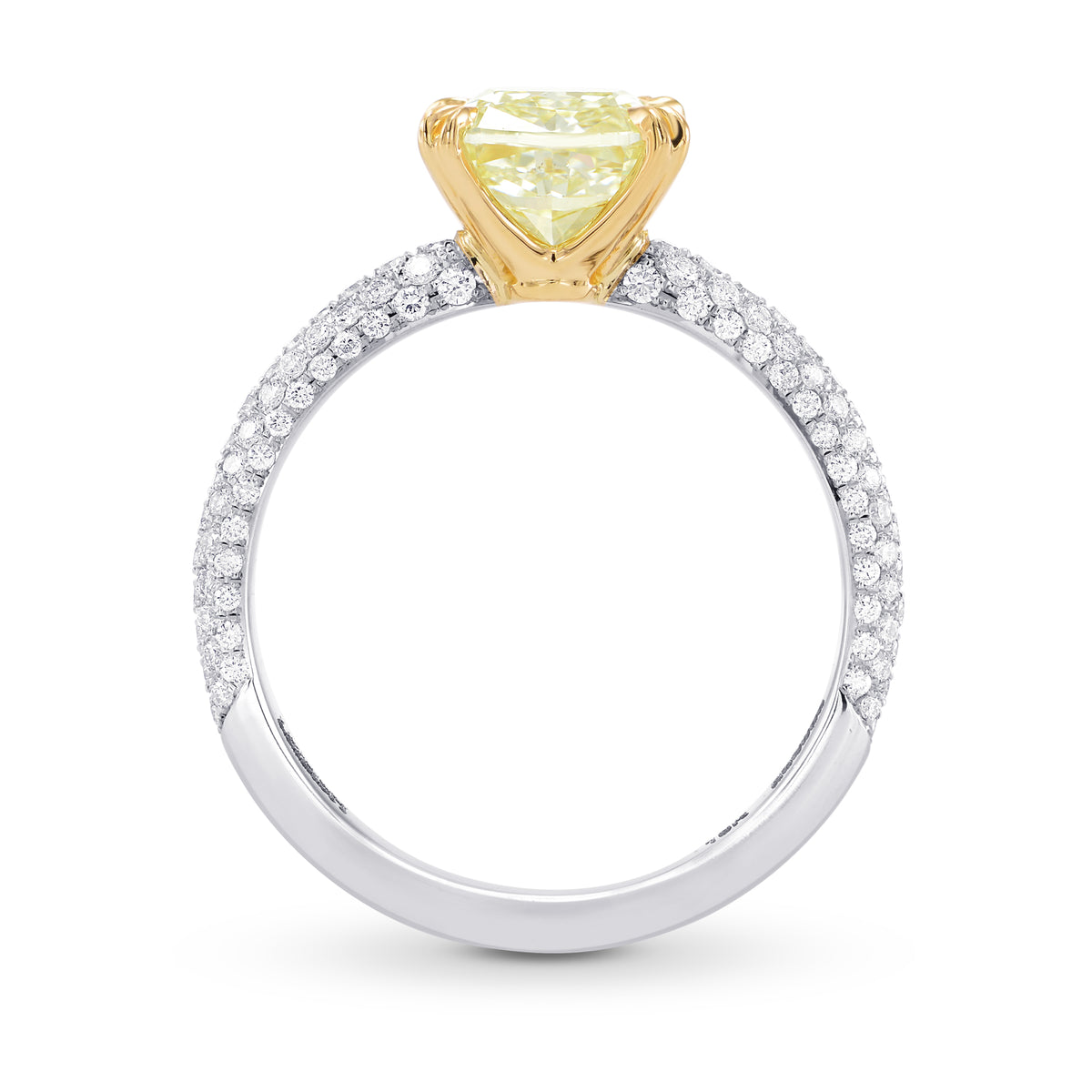 Light Yellow Yellow Cushion Diamond Wedding Set