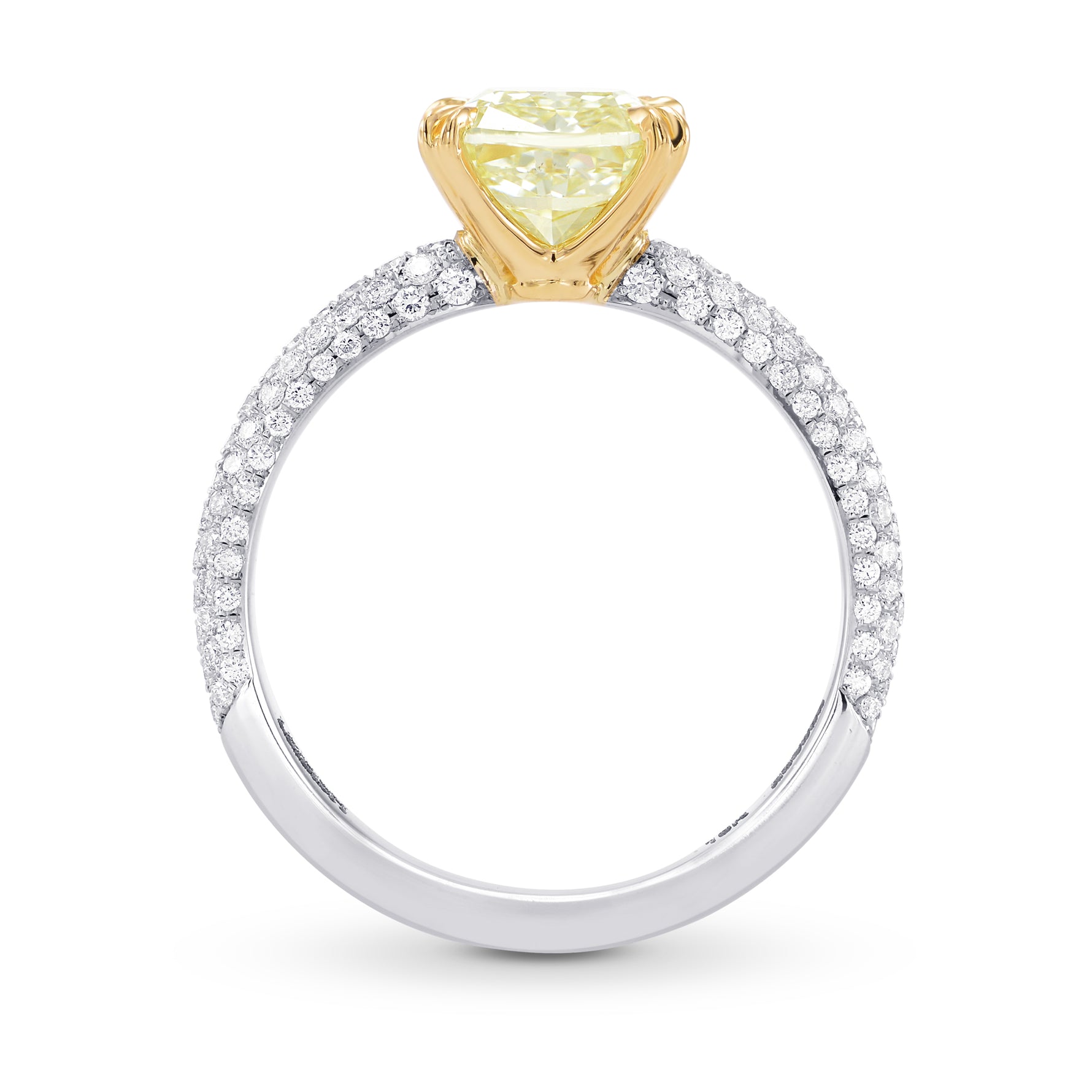 Light Yellow Yellow Cushion Diamond Wedding Set