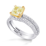 Light Yellow Yellow Cushion Diamond Wedding Set