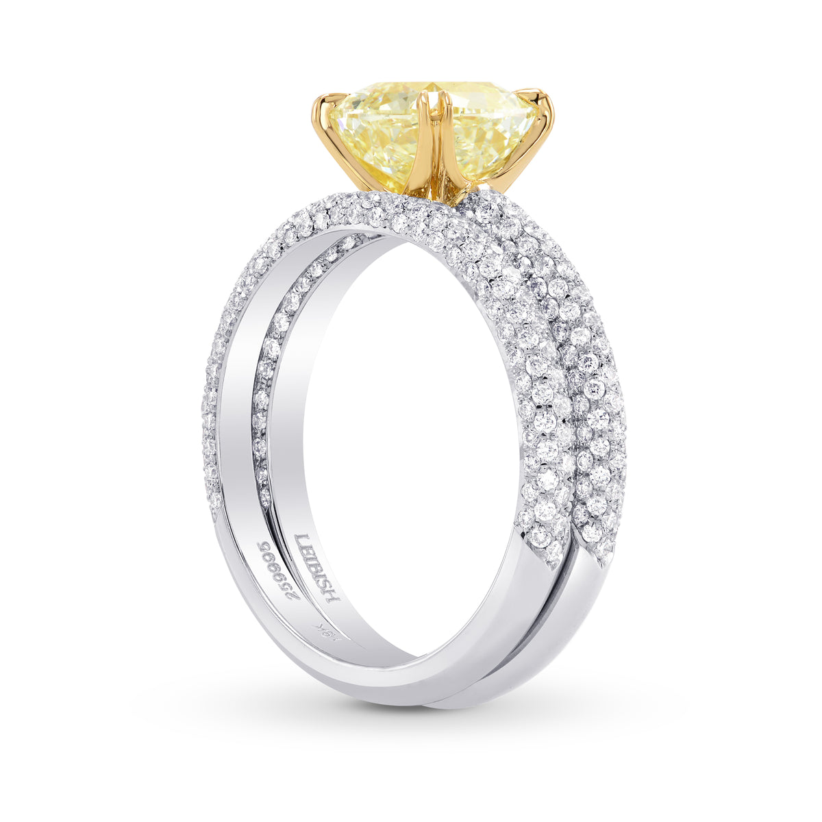Light Yellow Yellow Cushion Diamond Wedding Set