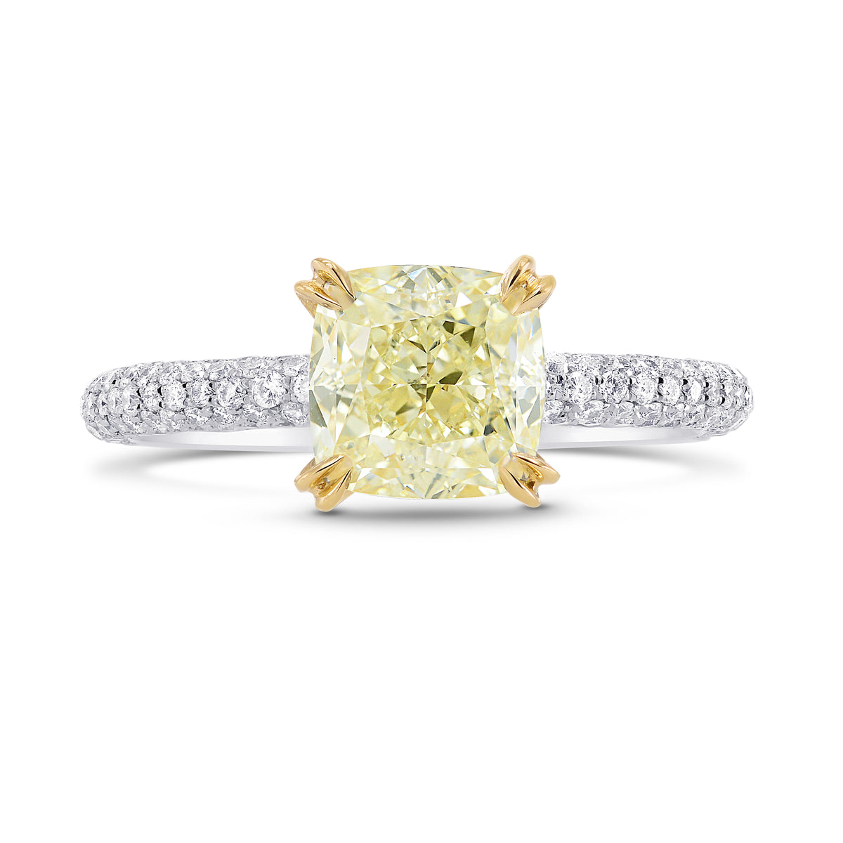 Light Yellow Yellow Cushion Diamond Wedding Set