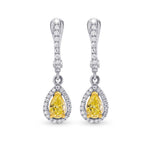 Drop Halo Earrings with Colorless Pave