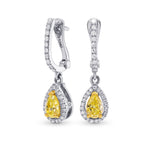 Drop Halo Earrings with Colorless Pave - 2