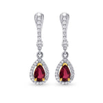 Drop Halo Earrings with Colorless Pave - 3