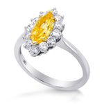 Fancy Orange-Yellow Marquise Diamond Halo Ring