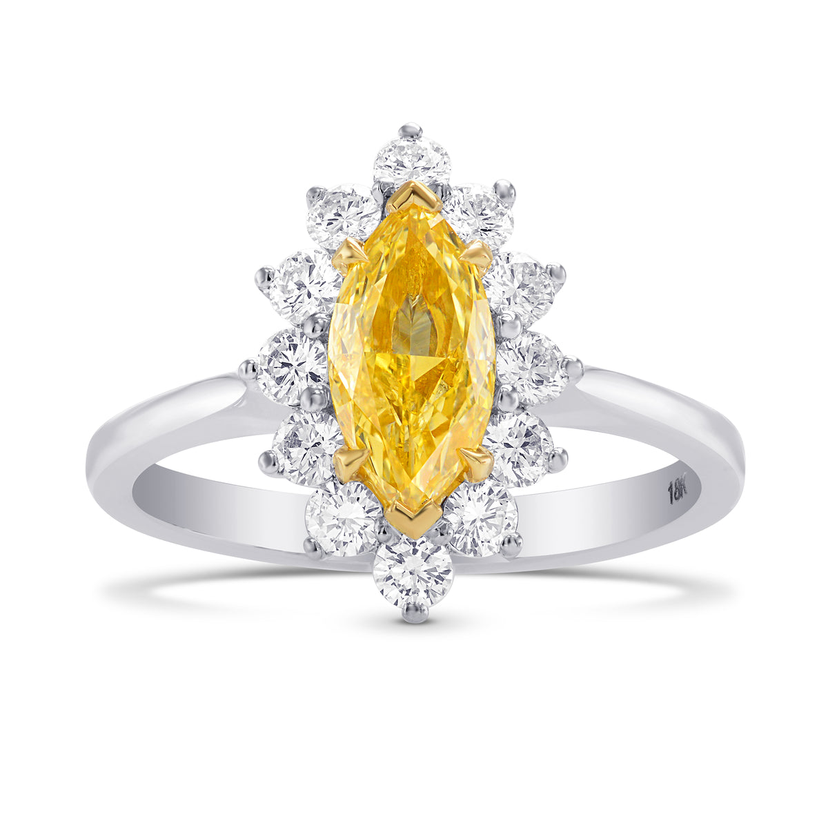 Fancy Orange-Yellow Marquise Diamond Halo Ring