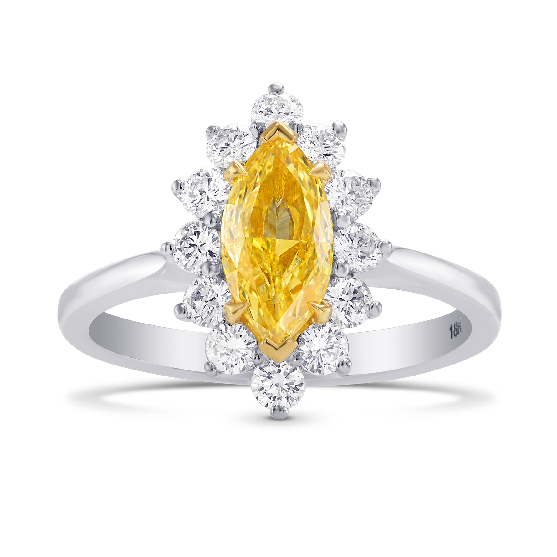 Fancy Orange-Yellow Marquise Diamond Halo Ring