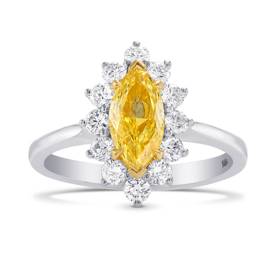 Fancy Orange-Yellow Marquise Diamond Halo Ring