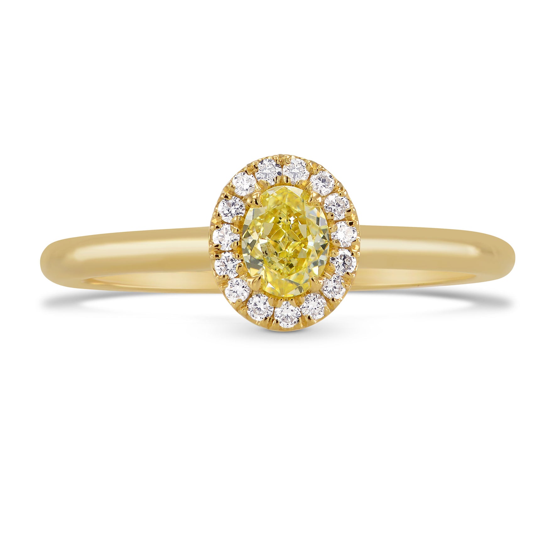 Fancy Yellow Oval Diamond Halo Ring