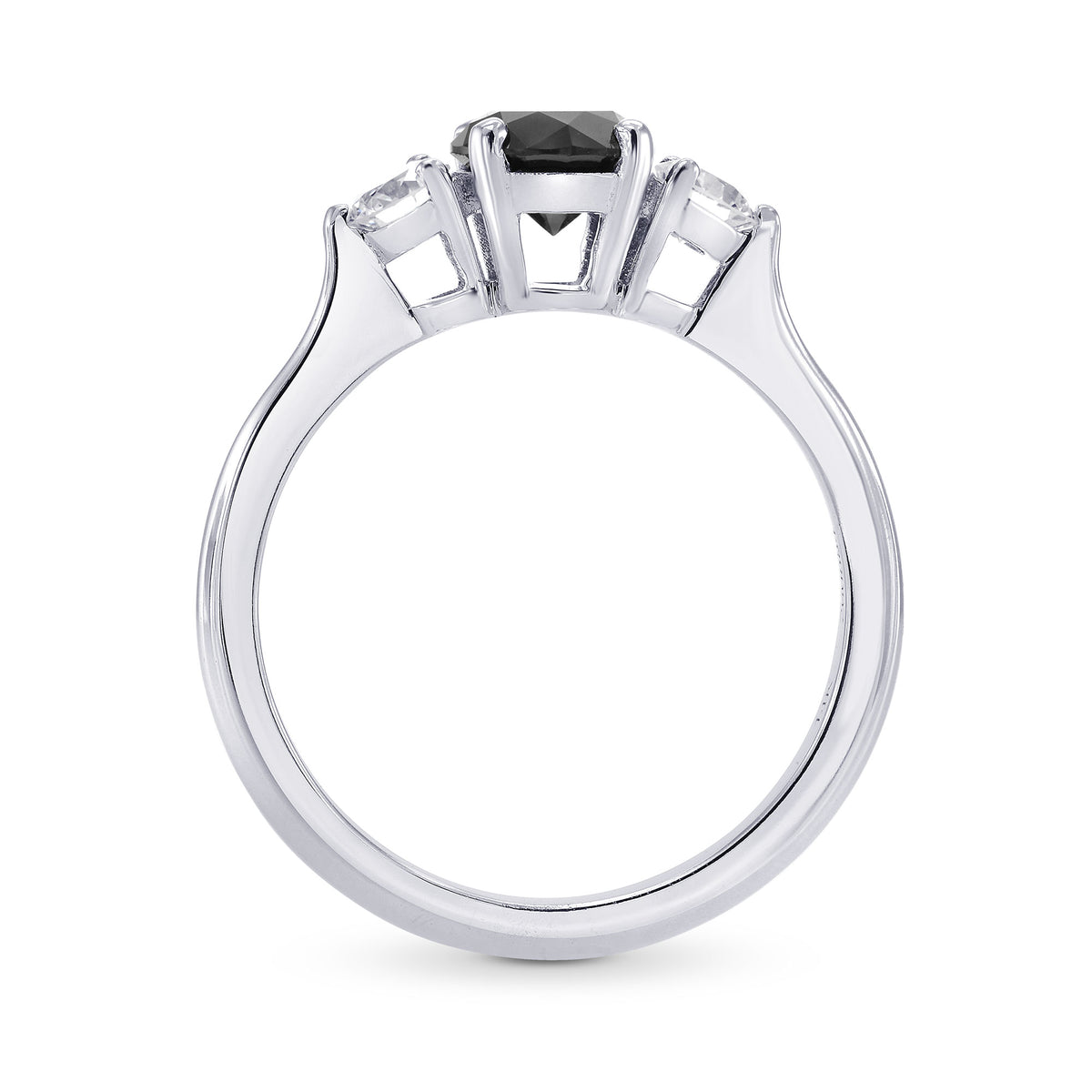 Fancy Black & White Diamond Round Brillant 3 Stones Ring