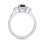 Fancy Black & White Diamond Round Brillant 3 Stones Ring