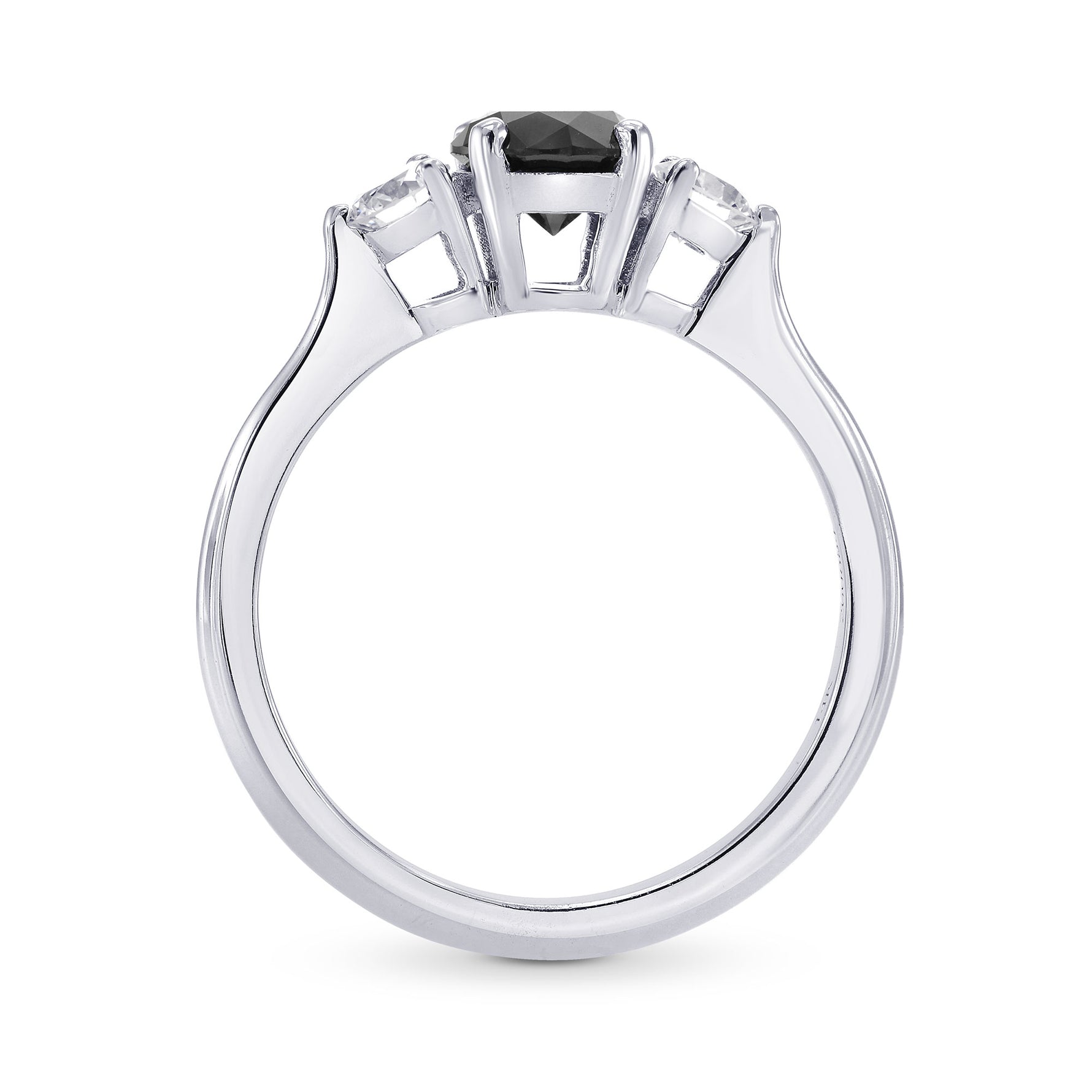 Fancy Black & White Diamond Round Brillant 3 Stones Ring