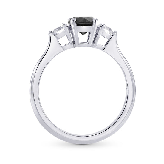Fancy Black & White Diamond Round Brillant 3 Stones Ring