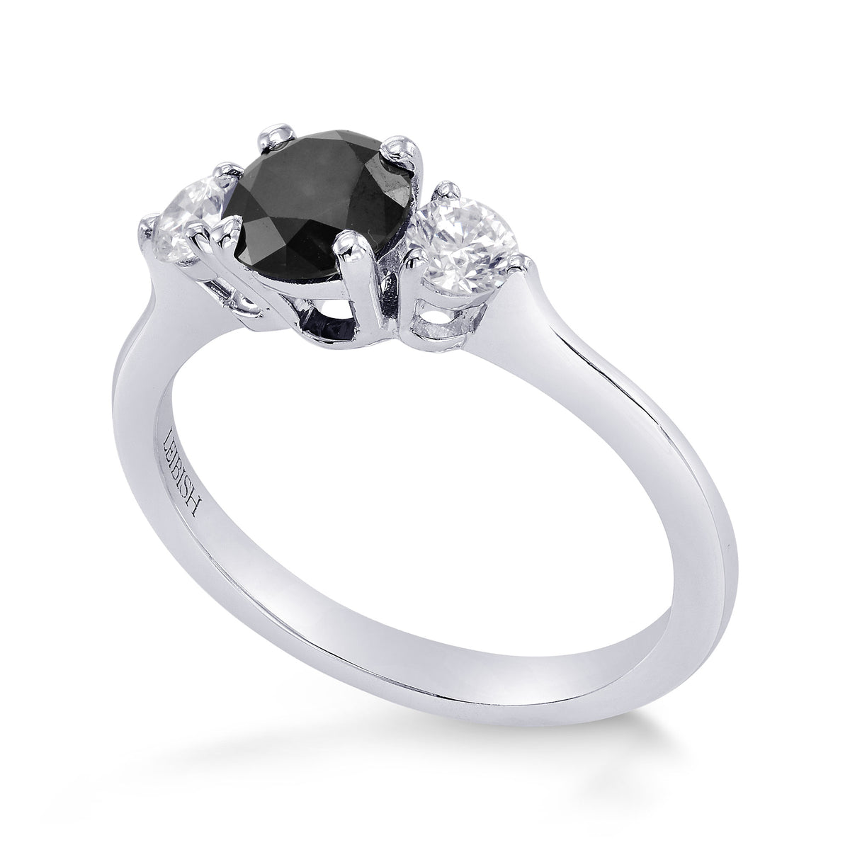 Fancy Black & White Diamond Round Brillant 3 Stones Ring