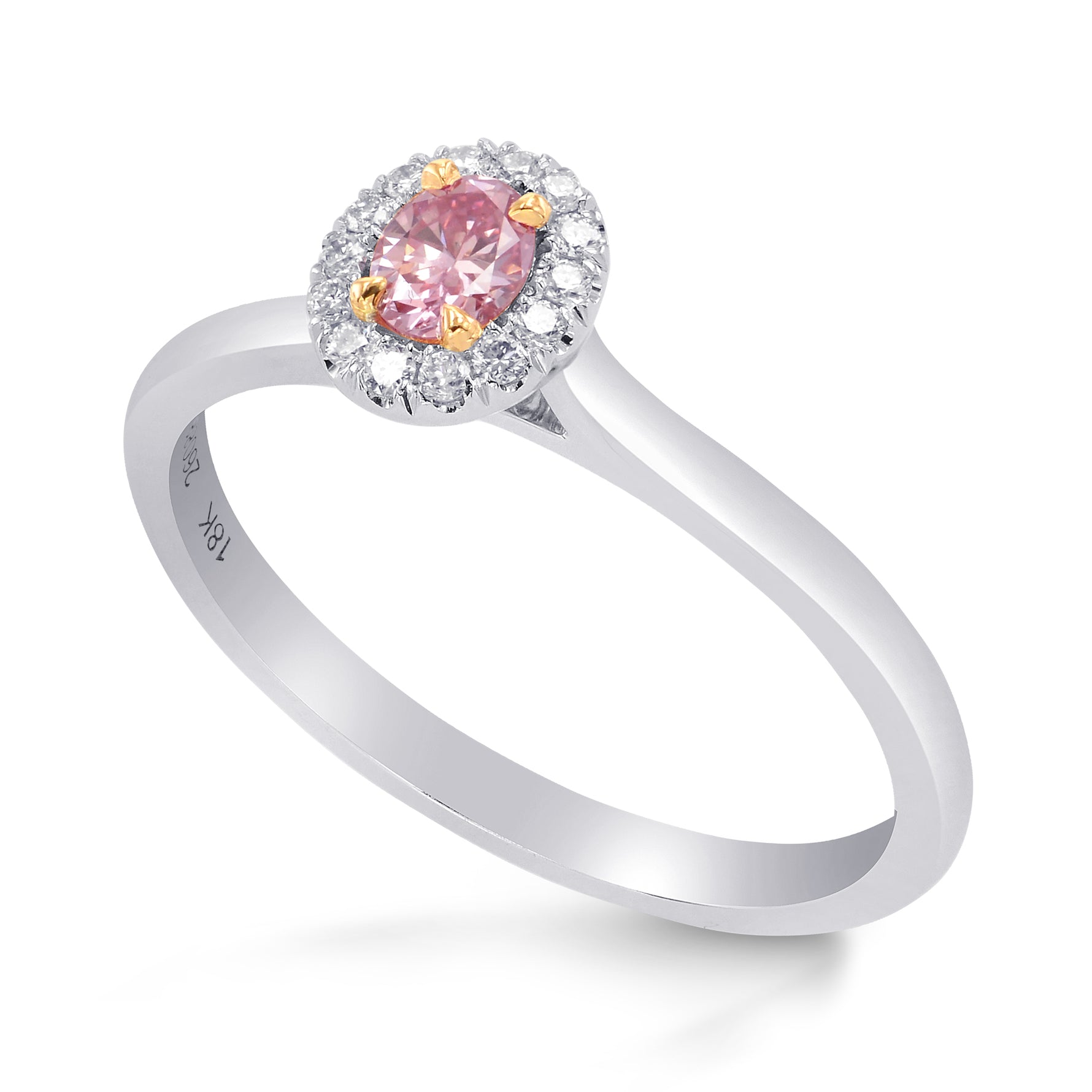 Argyle Fancy Intense Pink Oval Diamond Halo Ring