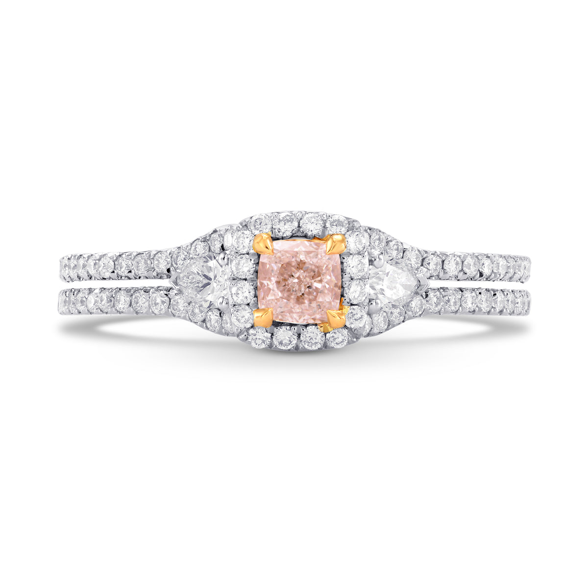 Fancy Light Pink Cushion & Pear Diamond Ring