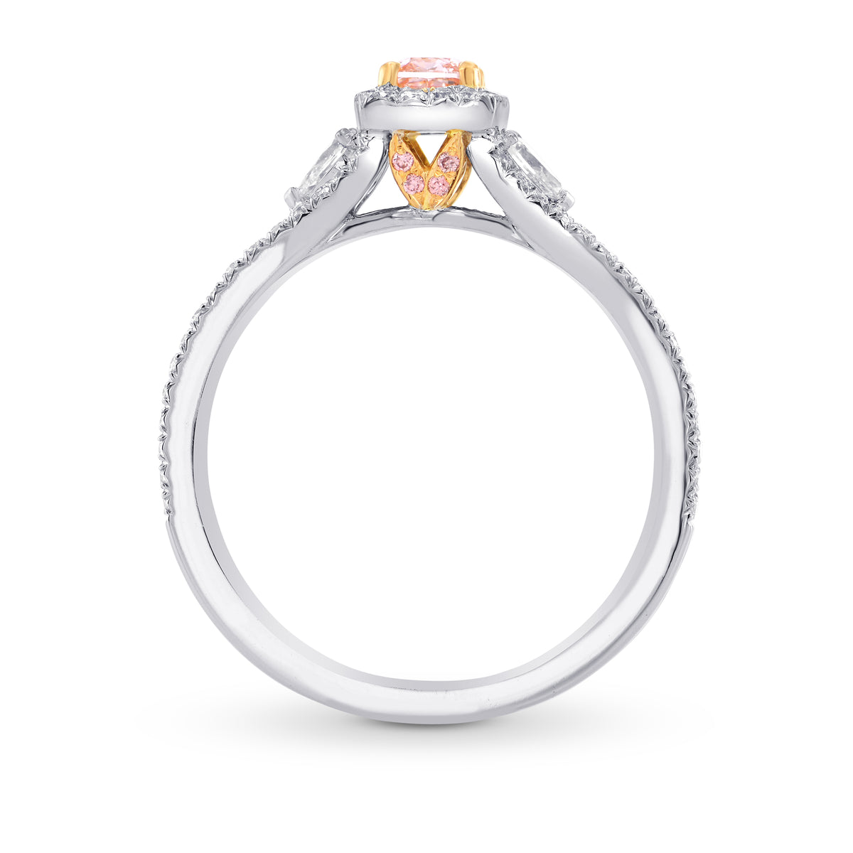 Fancy Light Pink Cushion & Pear Diamond Ring