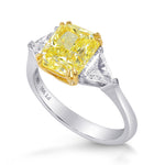 Fancy Intense Yellow Cushion & Triangle Diamond Ring