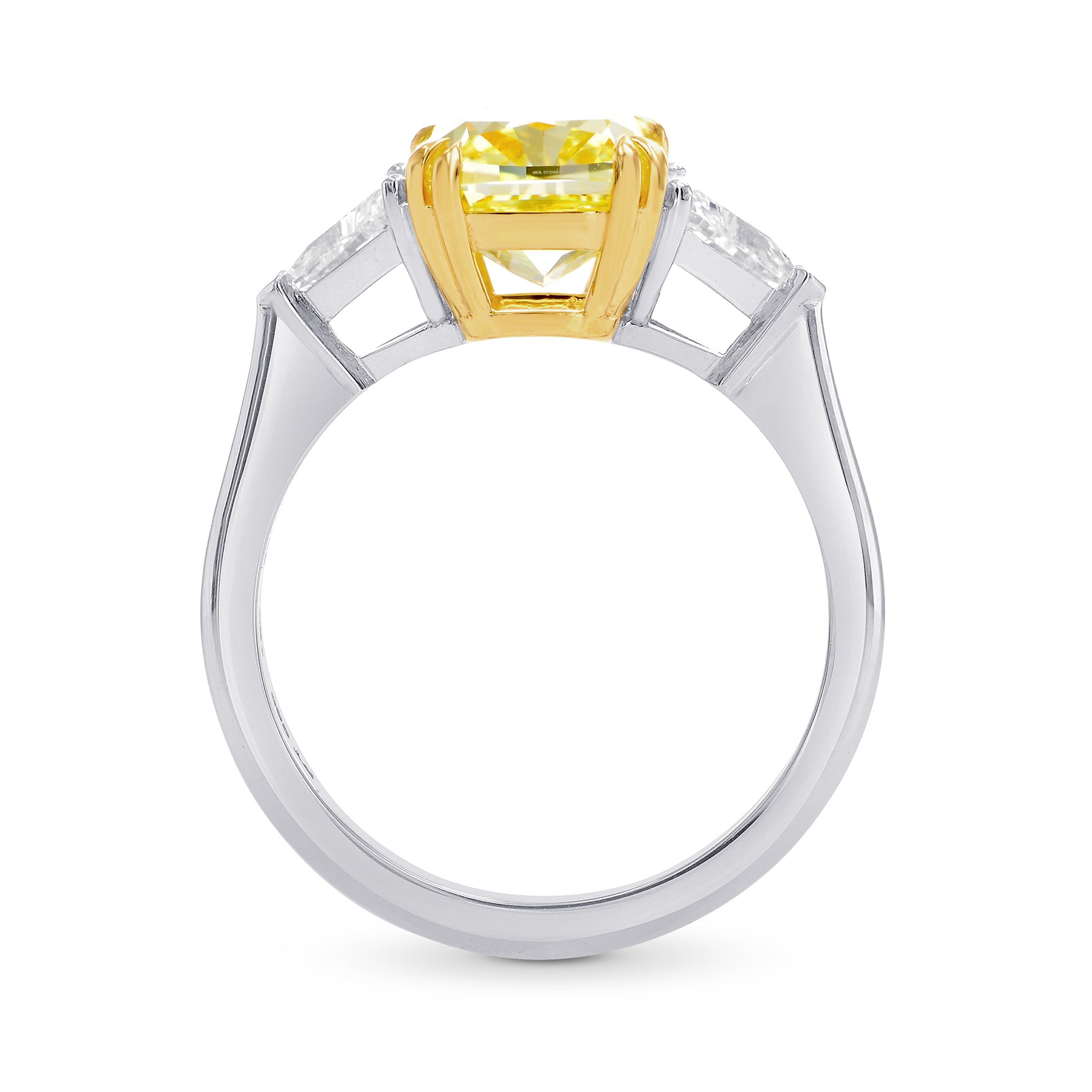 Fancy Intense Yellow Cushion & Triangle Diamond Ring