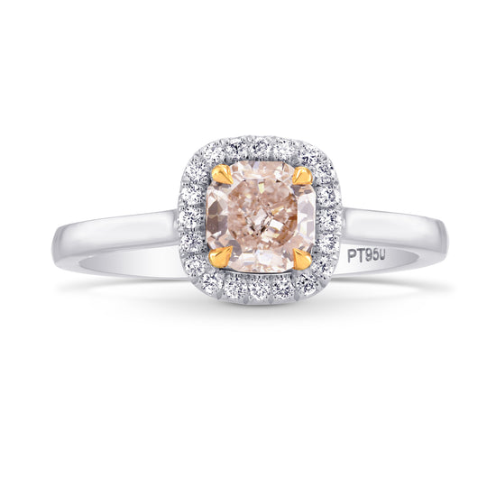 Fancy Light Brownish Pink Cushion Diamond Halo Ring