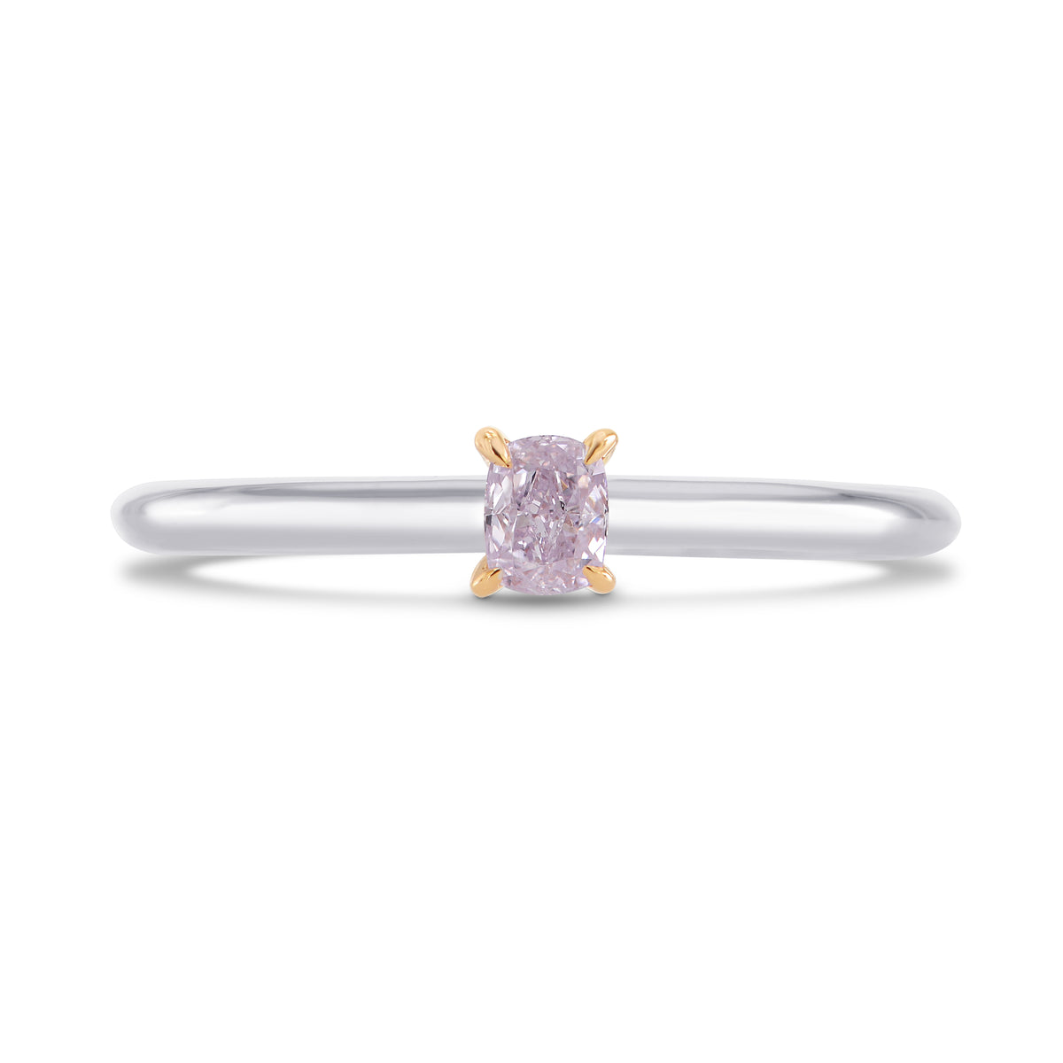 Fancy Pink Purple Cushion Diamond Solitaire Ring