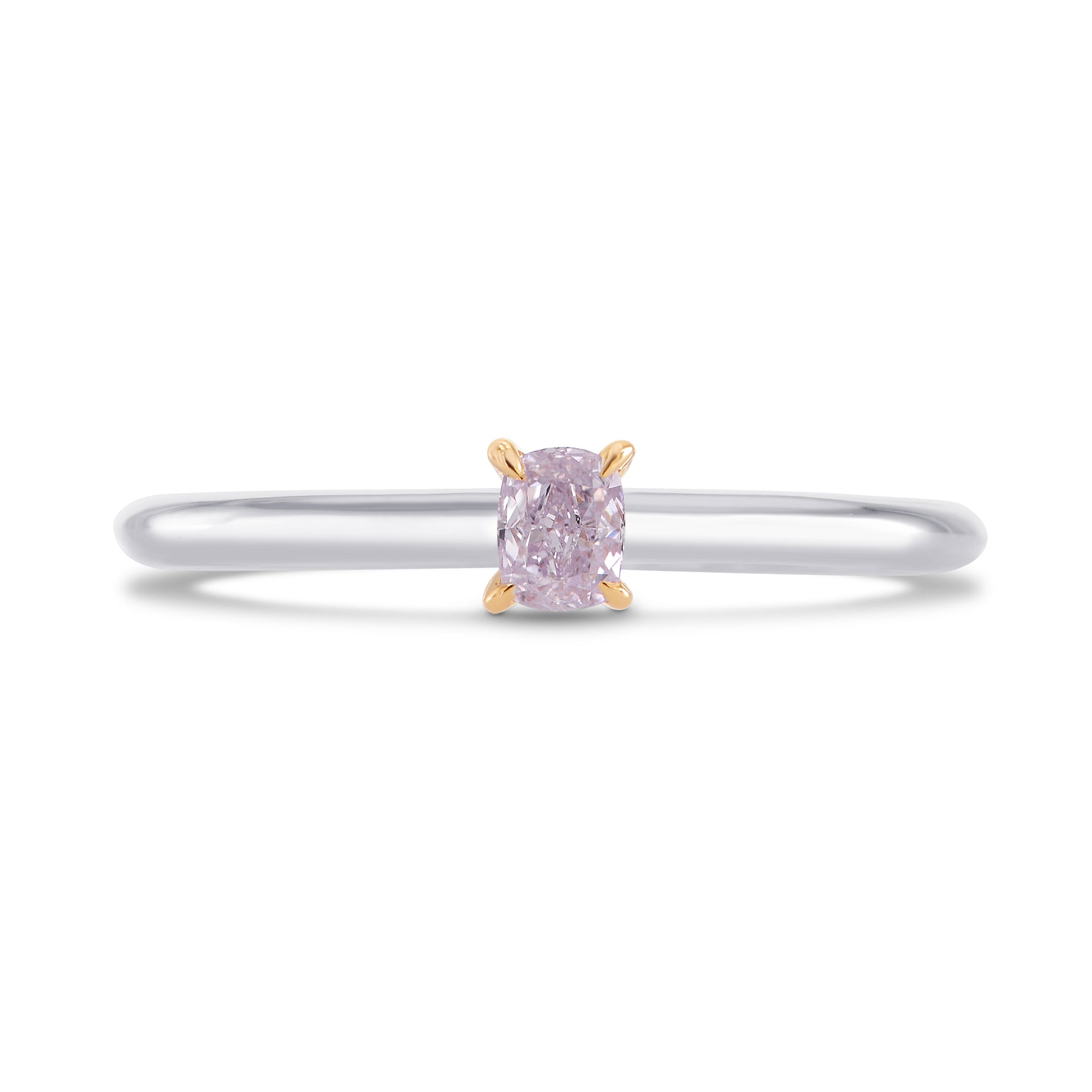 Fancy Pink Purple Cushion Diamond Solitaire Ring