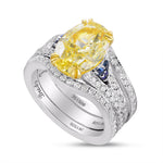 Fancy Yellow, Oval Diamond & Sapphire Ring