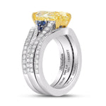 Fancy Yellow, Oval Diamond & Sapphire Ring