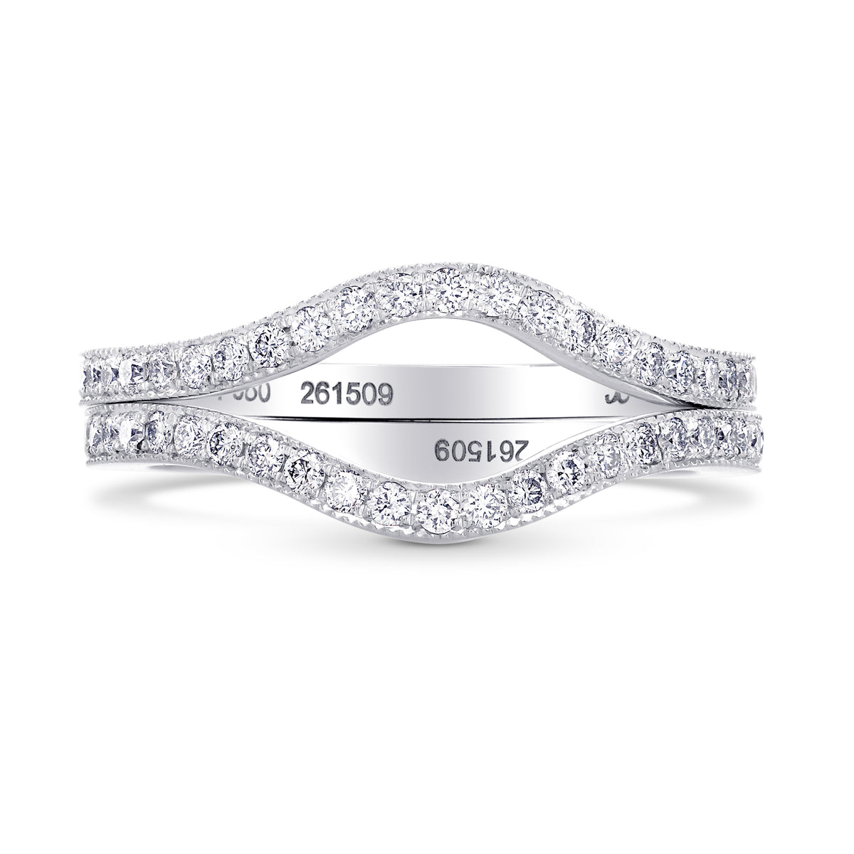 Contoured Diamond Milgrain Wedding Bands