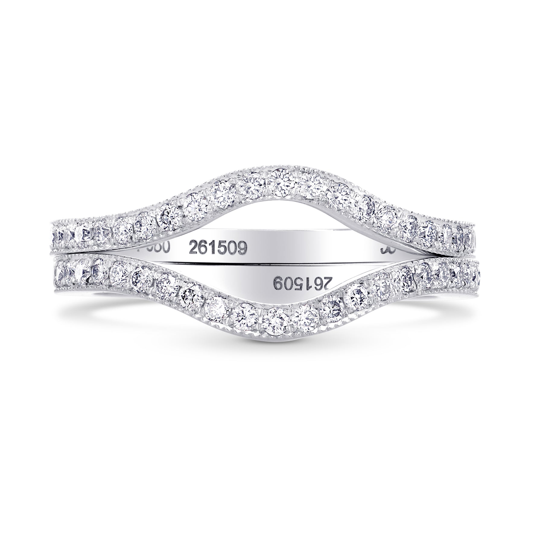 Contoured Diamond Milgrain Wedding Bands
