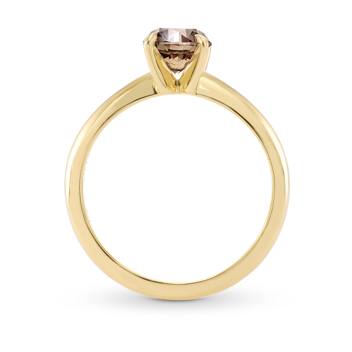 Fancy Dark Pinkish Brown Round Diamond Solitaire Ring