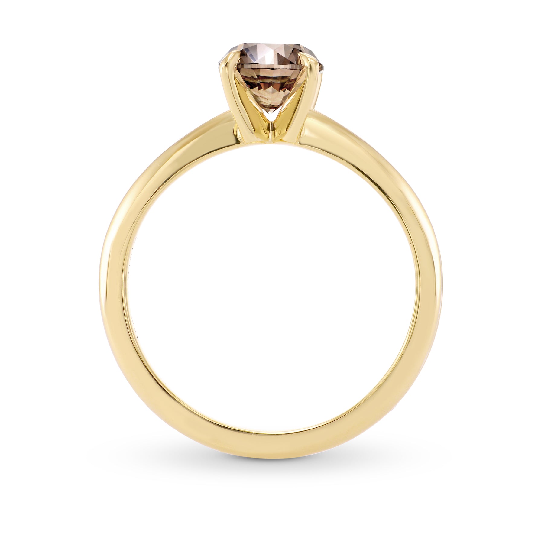 Fancy Dark Pinkish Brown Round Diamond Solitaire Ring