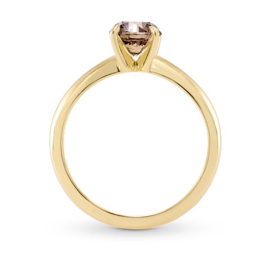 Fancy Dark Pinkish Brown Round Diamond Solitaire Ring