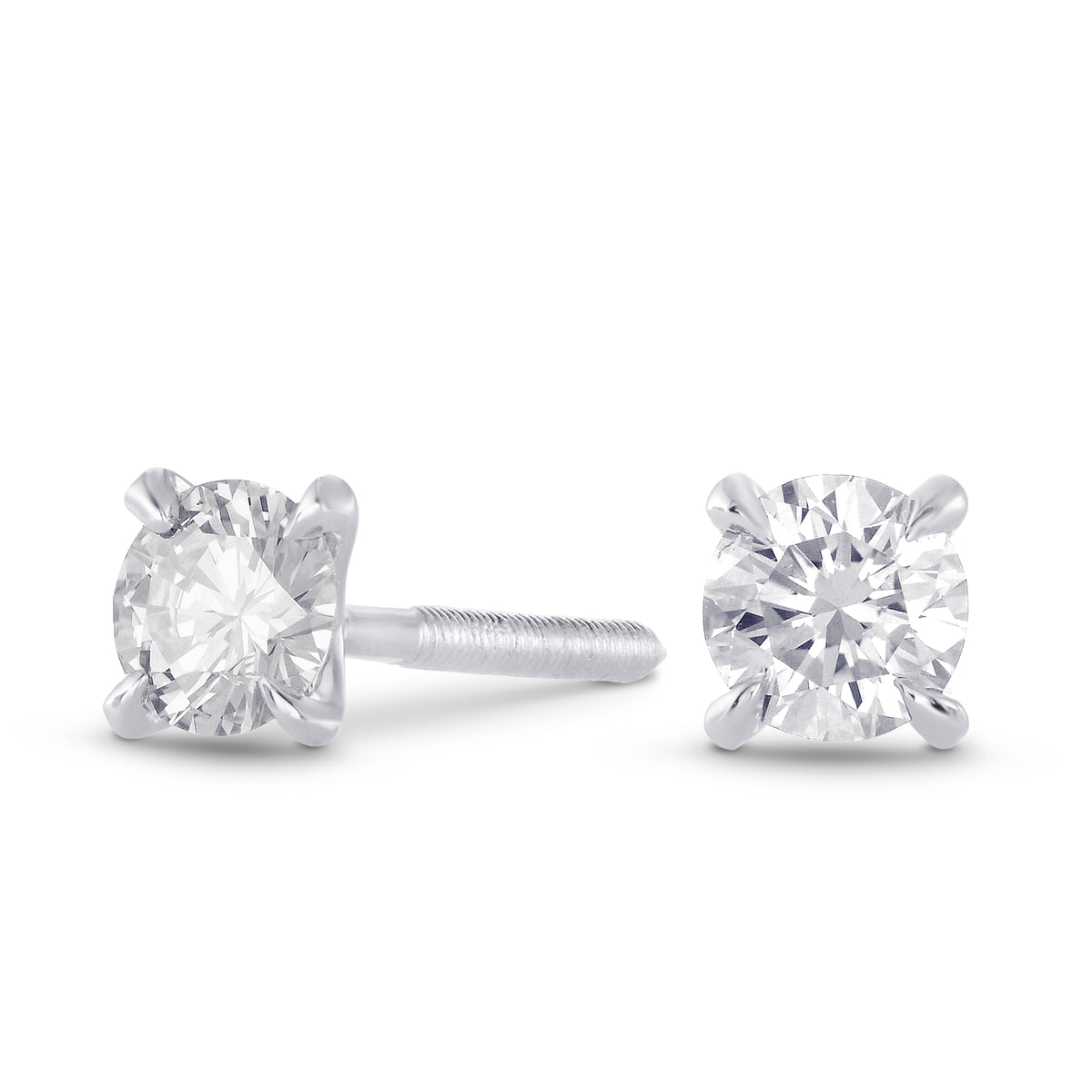 Fancy Light Gray Round Brilliant Stud Earrings