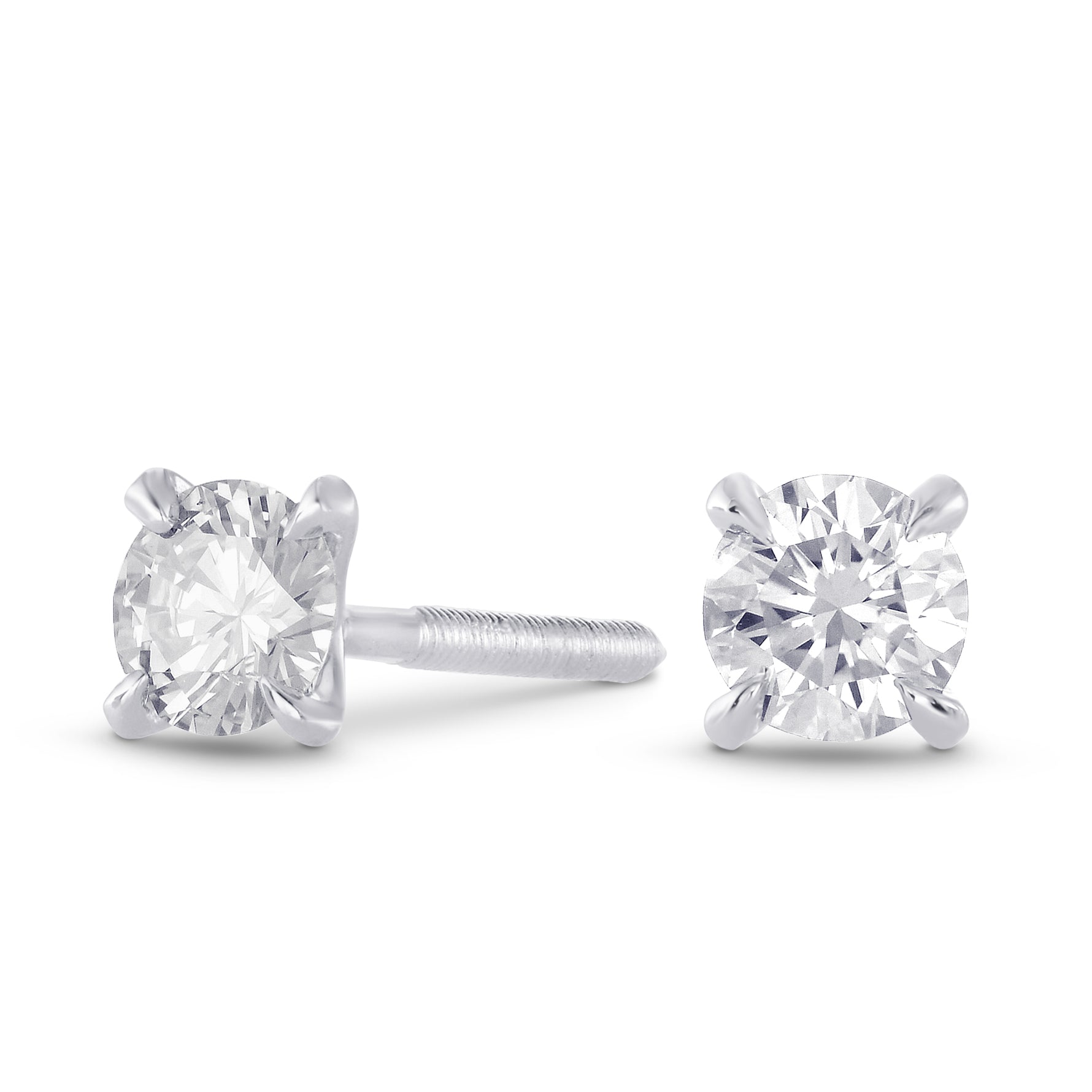 Fancy Light Gray Round Brilliant Stud Earrings
