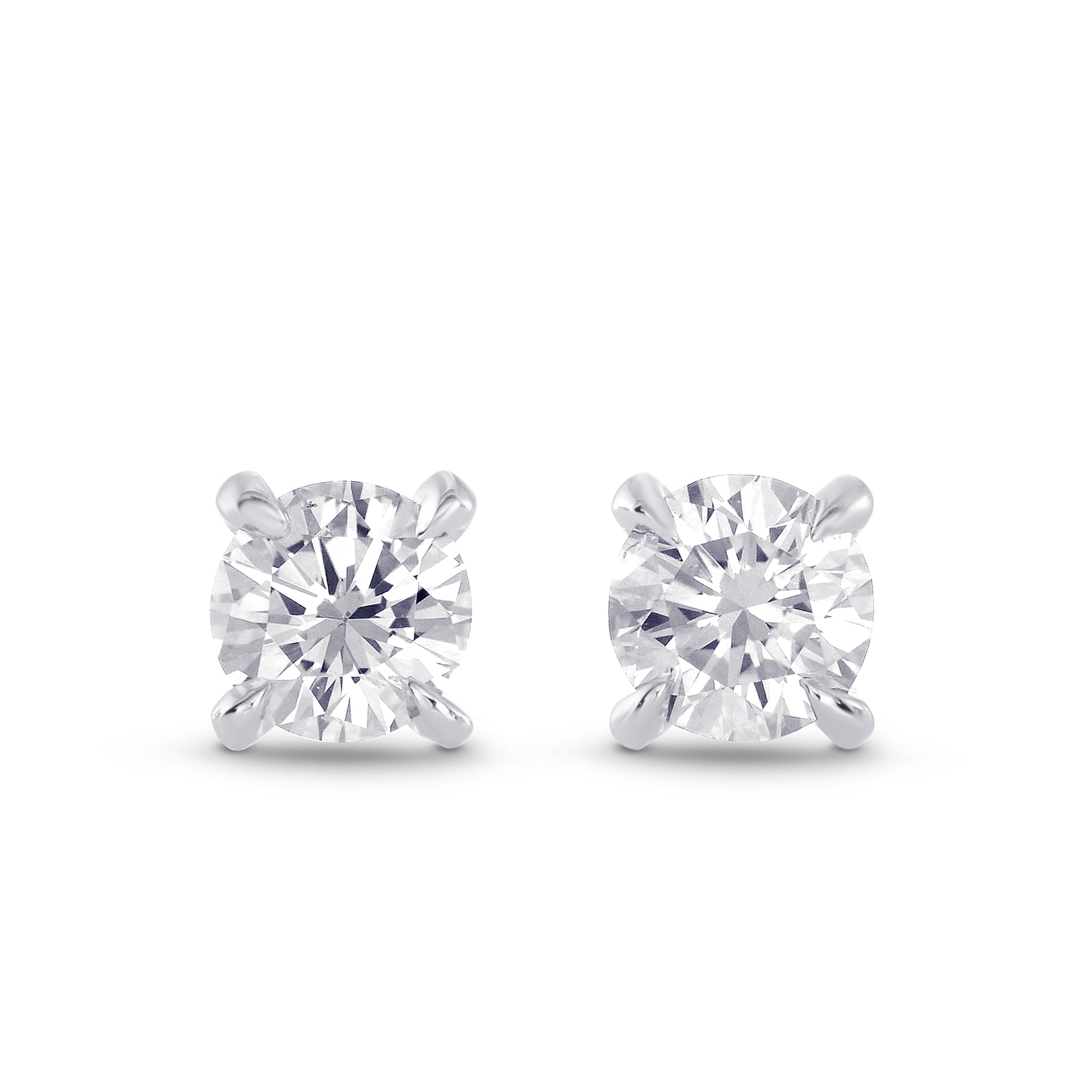 Fancy Light Gray Round Brilliant Stud Earrings