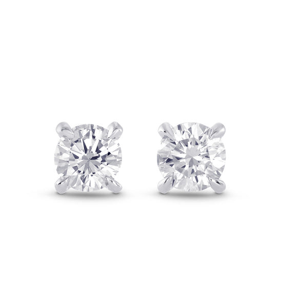 Fancy Light Gray Round Brilliant Stud Earrings