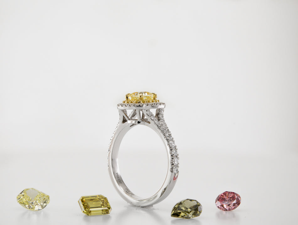 Fancy Yellow Cushion Diamond Halo Ring