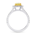 Fancy Yellow Cushion Diamond Halo Ring