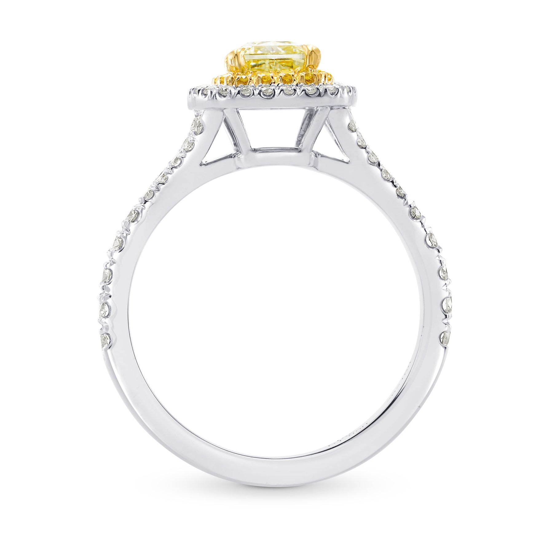 Fancy Yellow Cushion Diamond Halo Ring