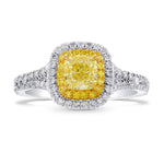 Fancy Yellow Cushion Diamond Halo Ring