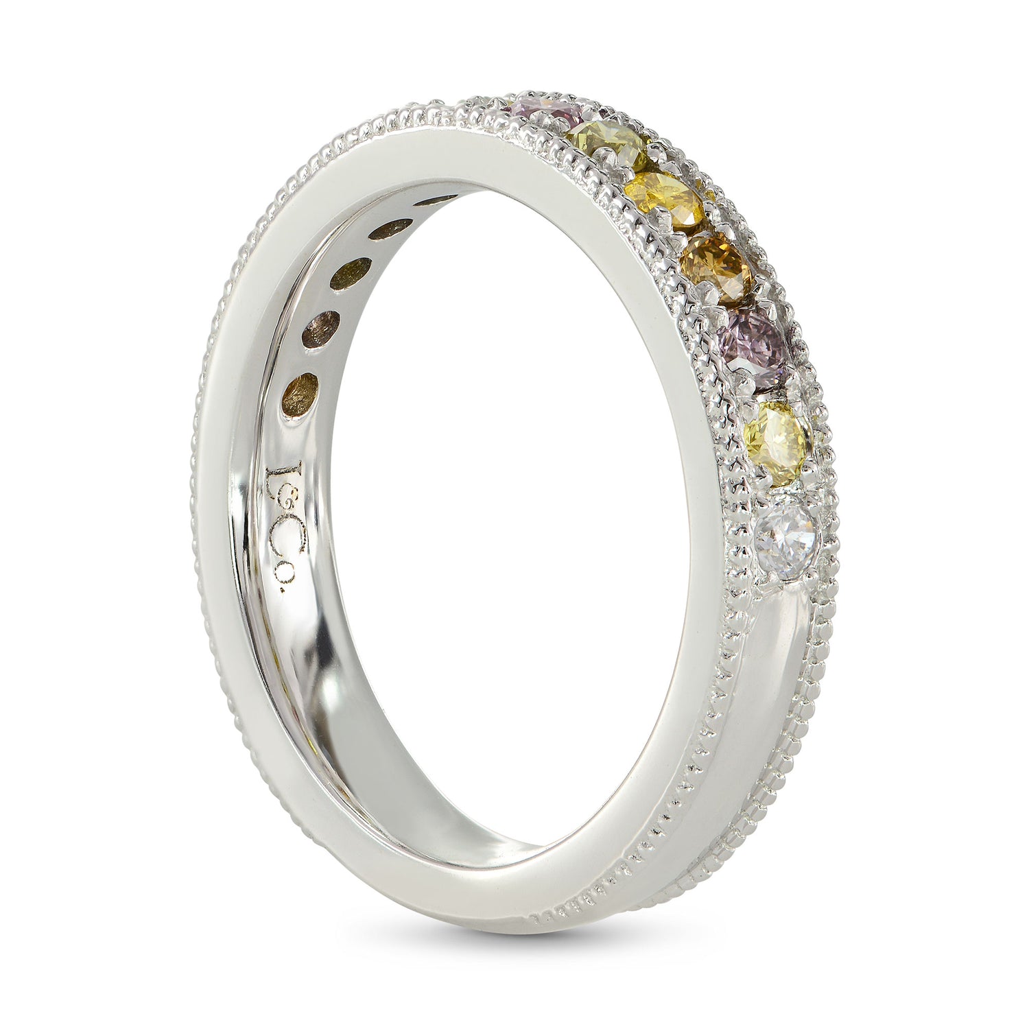 Multicolored Diamond Milgrain Band - 4